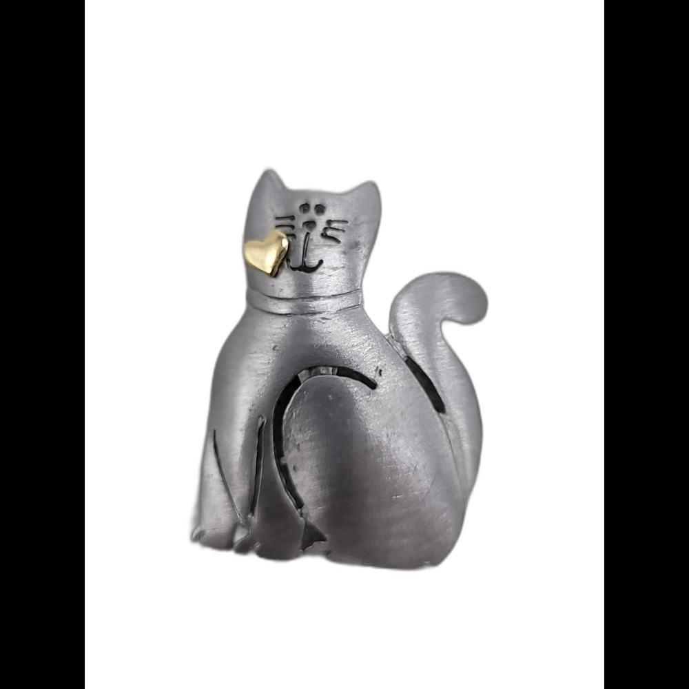 Vintage Ultra Craft Fat Cat with A Heart Brooch Pin 2.5"